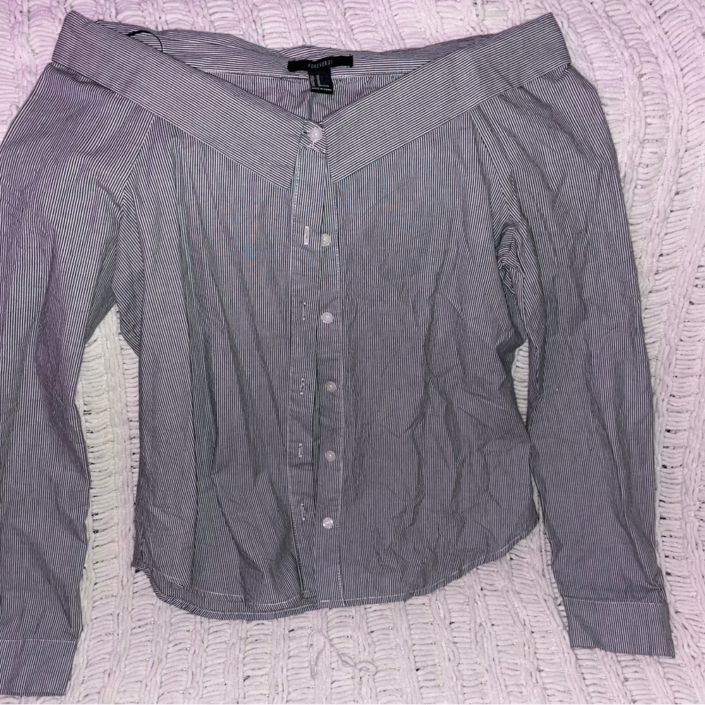 Long sleeve open shoulder blouse